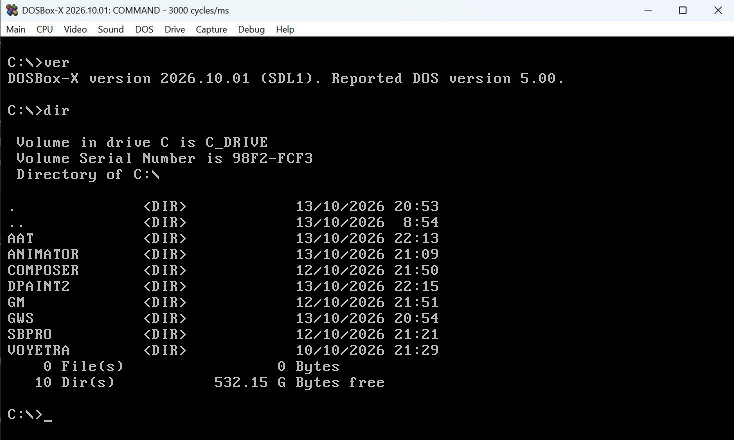 Screenshot de DOSBox-X