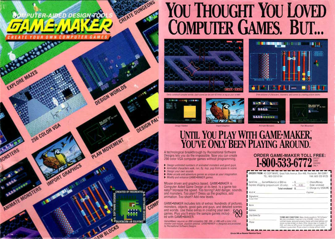 Publicidad de Game-Maker en una revista