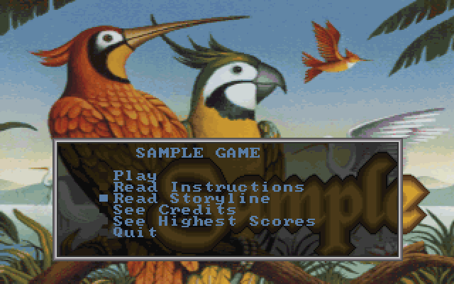 Menu principal del juego de ejemplo de Game-Maker